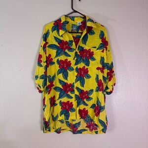 Pineapple Moon Yellow Floral Shirt XL